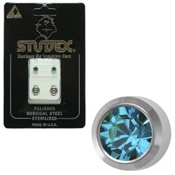 STUDEX Birthstone studs - reg bezel s/s - december / blue zircon